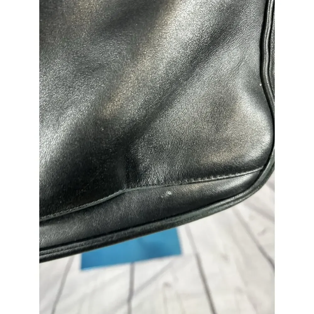 Aquatalia Made in Italy Black Leather Cargo Duffel Shoulder Bag